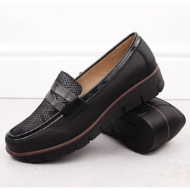 Zapatos de mujer de piel, mocasines con cuña, negro Filippo DP6455 3