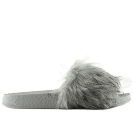 Pantuflas grises con pelo zy383-007-1 gris 1 Pantuflas grises con pelo zy383-007-1 gris 1