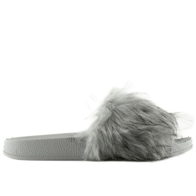 Pantuflas grises con pelo zy383-007-1 gris 1 Pantuflas grises con pelo zy383-007-1 gris 1