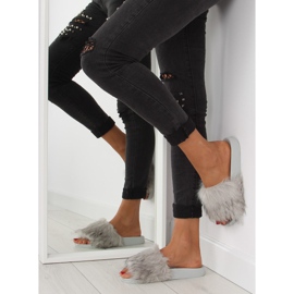 Pantuflas grises con pelo zy383-007-1 gris 3