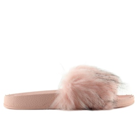 Pantuflas rosas con pelo zy383-007-1 rosa 1