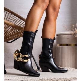 Botas cowboy negras con cadenas Nash negro 1