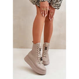 Botas Obrera Mujer Piel Con Pins Beige CheBello 4294 3