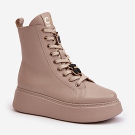 Botas Obrera Mujer Piel Con Pins Beige CheBello 4294 4