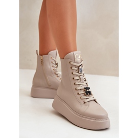 Botas Obrera Mujer Piel Con Pins Beige CheBello 4294 6