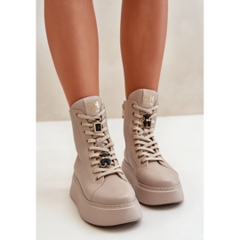 Botas Obrera Mujer Piel Con Pins Beige CheBello 4294 7