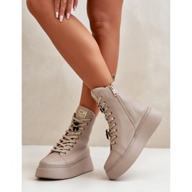 Botas Obrera Mujer Piel Con Pins Beige CheBello 4294 9