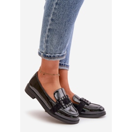Mocasines Mujer Charol Con Adorno, Negro Vinceza 58389 1