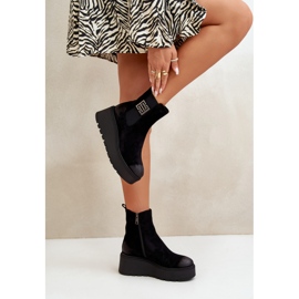 Botines Chelsea de mujer aislantes con cuña y plataforma fabricados en ante ecológico Negro Vinceza 58339 7