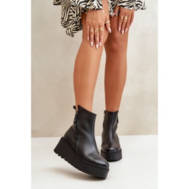 Botas De Mujer Aislante Con Cuña Y Plataforma, Piel Natural, Negro Vinceza 58340 4