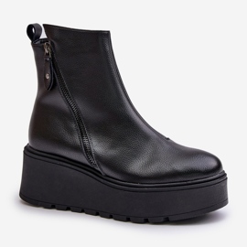Botas De Mujer Aislante Con Cuña Y Plataforma, Piel Natural, Negro Vinceza 58340 5