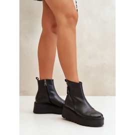 Botas De Mujer Aislante Con Cuña Y Plataforma, Piel Natural, Negro Vinceza 58340 6