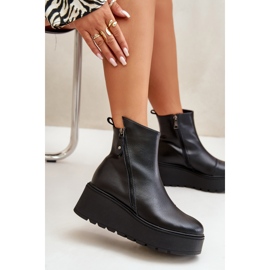 Botas De Mujer Aislante Con Cuña Y Plataforma, Piel Natural, Negro Vinceza 58340 9