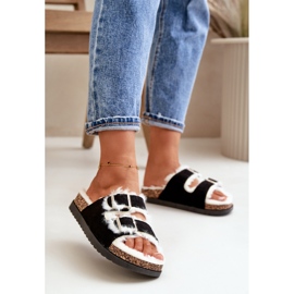 Zapatillas de Mujer Chanclas con Hebillas y Pelo, Negro Ezilena 2