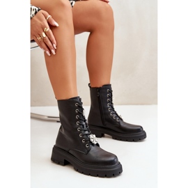 Botas Obrera Mujer Piel Ecológica Con Pins, Negro Kristines 8