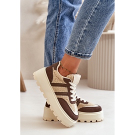 Zapatillas Deportivas De Mujer Con Plataforma Aislante Y Piel De Oveja, Marrón Daivlene 5