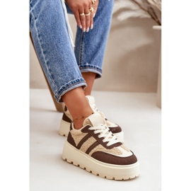 Zapatillas Deportivas De Mujer Con Plataforma Aislante Y Piel De Oveja, Marrón Daivlene 8