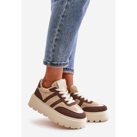 Zapatillas Deportivas De Mujer Con Plataforma Aislante Y Piel De Oveja, Marrón Daivlene 1