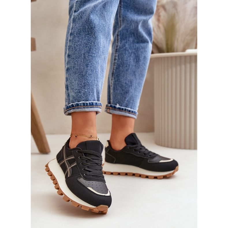 Zapatillas Deportivas de Mujer con Cordones y Plataforma Negro Mialunae 2