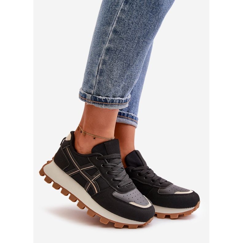 Zapatillas Deportivas de Mujer con Cordones y Plataforma Negro Mialunae 1