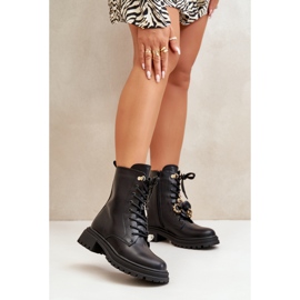 Botas Obrera Mujer Piel Ecológica Con Pins Negro Rianael 7