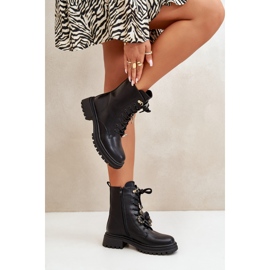 Botas Obrera Mujer Piel Ecológica Con Pins Negro Rianael 12