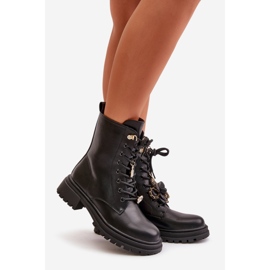 Botas Obrera Mujer Piel Ecológica Con Pins Negro Rianael 1 Botas Obrera Mujer Piel Ecológica Con Pins Negro Rianael 1
