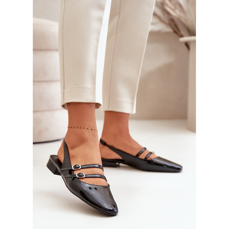 Bailarinas De Charol Con Tiras En Tacón Bajo, Bialettia Negra negro 2