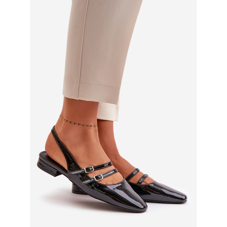 Bailarinas De Charol Con Tiras En Tacón Bajo, Bialettia Negra negro 1