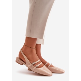 Bailarinas de charol con tiras y tacón bajo, Beige Bialettia 1