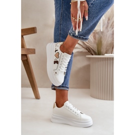 Zapatillas Deportivas De Mujer Con Plataforma Y Inscripción Love Decorativa, Blanco Orlian 6
