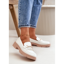 Mocasines De Mujer Con Adorno En Piel Ecológica, Blanco Tialorae 2