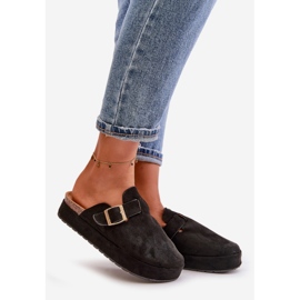 Zuecos de Mujer con Plataforma y Hebilla Dorada, Terilaina Negra negro 1 Zuecos de Mujer con Plataforma y Hebilla Dorada, Terilaina Negra negro 1