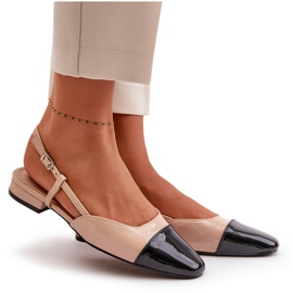 Bailarinas De Charol Beige Con Tacón Abierto, Kairael Beige 15