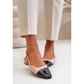 Bailarinas De Charol Beige Con Tacón Abierto, Kairael Beige 8