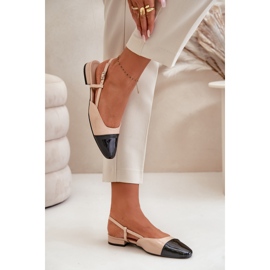 Bailarinas De Charol Beige Con Tacón Abierto, Kairael Beige 12