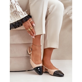 Bailarinas De Charol Beige Con Tacón Abierto, Kairael Beige 13