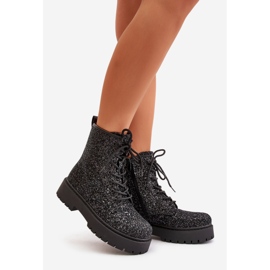 Botas de trabajo aislantes para mujer decoradas con lentejuelas, negro Liatheine 1