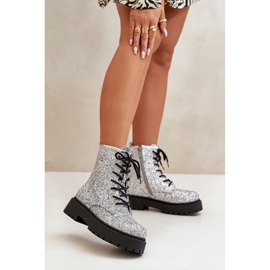 Botas de trabajo aislantes para mujer decoradas con lentejuelas, plateada Liatheine plata 3