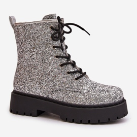 Botas de trabajo aislantes para mujer decoradas con lentejuelas, plateada Liatheine plata 5