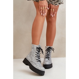 Botas de trabajo aislantes para mujer decoradas con lentejuelas, plateada Liatheine plata 6