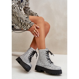Botas de trabajo aislantes para mujer decoradas con lentejuelas, plateada Liatheine plata 8
