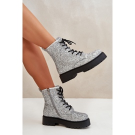 Botas de trabajo aislantes para mujer decoradas con lentejuelas, plateada Liatheine plata 10