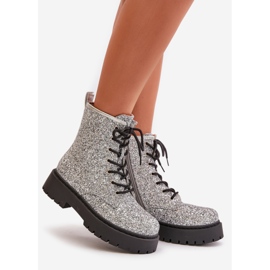 Botas de trabajo aislantes para mujer decoradas con lentejuelas, plateada Liatheine plata 1