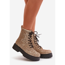Botas de trabajo aisladas para mujer decoradas con lentejuelas doradas Liatheine dorado 1