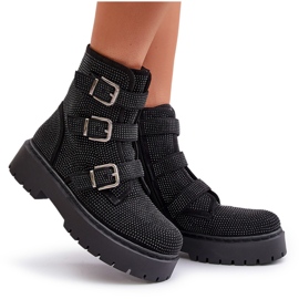Botines de mujer aislantes con decoración de tarta negra negro 11