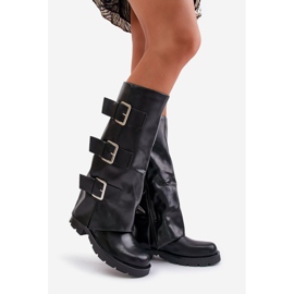 Botas aislantes con parte superior vuelta y hebillas, Black Cialetta negro 1