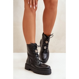 Botas de trabajo aislantes para mujer con pasadores negro Avorira 5