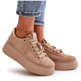 Zapatillas De Mujer Beige Con Plataforma Y Osito Vailina 10