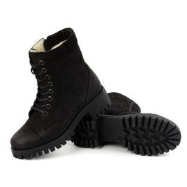 Olivier Botas de piel para mujer, botas de invierno con aislamiento, 272BB, negro 3